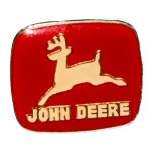 John Deere 1968-2000s Era Leaping Deer Trademark Logo Red Enamel Lapel Pin Rare